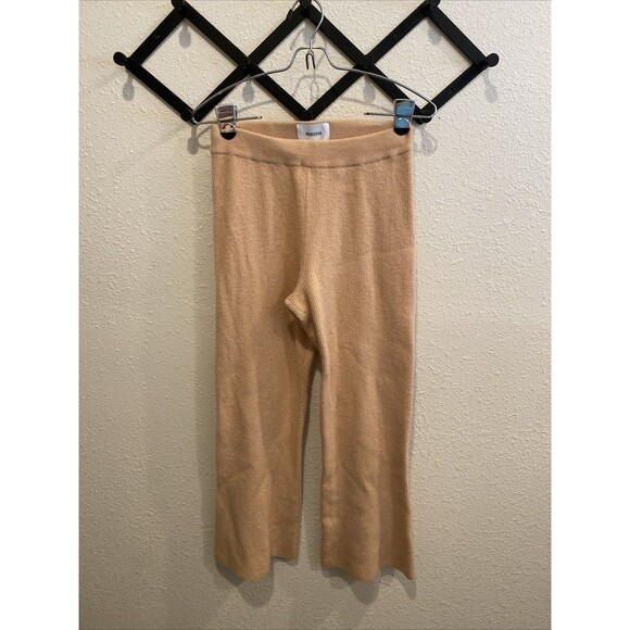 Nanushka Merino Cashmere Sweater Knit Pants Flare Size Small Tan Pink - Picture 1 of 12